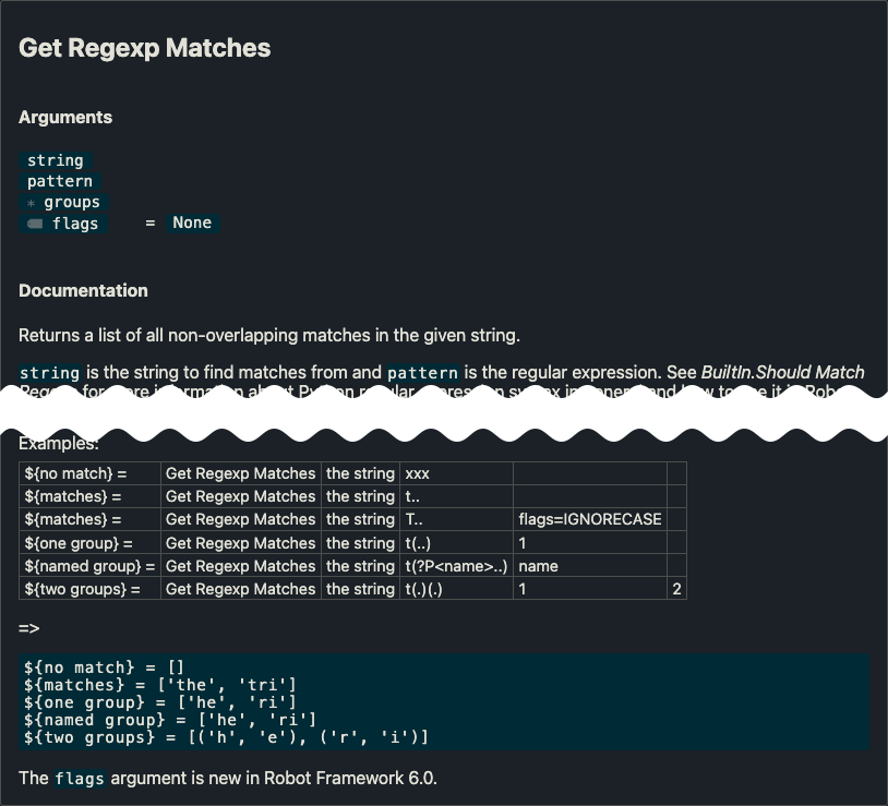 Get Regexp Matches Keyword Documentation