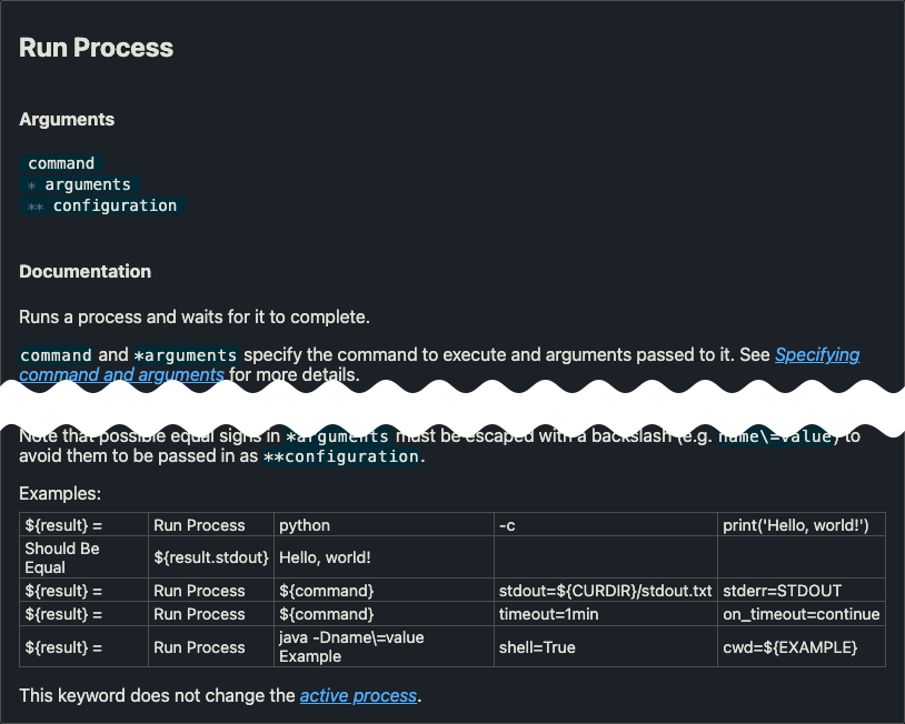 Run Process Keyword Documentation