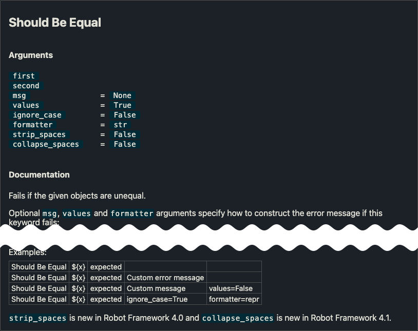 Should Be Equal Keyword Documentation